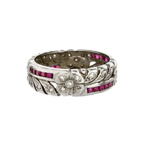 Deco Diamond, Ruby and Platinum Band (1 of 4)