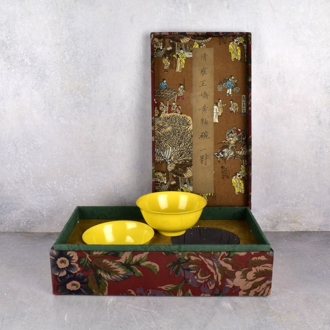 Pair of Chinese Yellow Glazed Bowls (1 of 6)