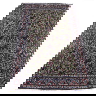 Antique Persian Kashan Carpet by Tavasoly: Antique Persian Kashan Wool Carpet by Tavasoly with Very Vivid and Bright Colors. Signature is knotted in bottom center. Purchased from Safavieh Carpets 1989. Accompanied with an appraisal dated 9-11-