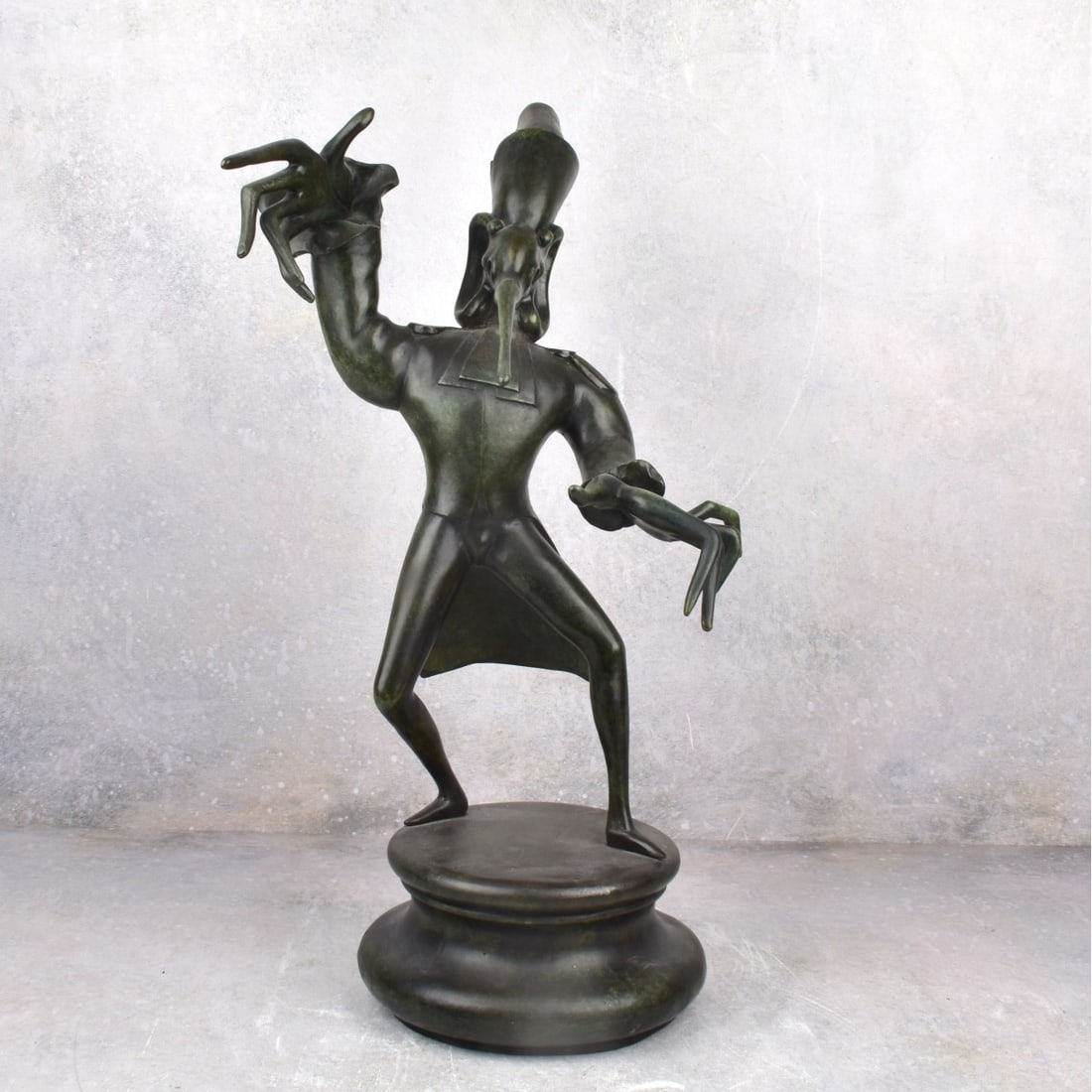 Mihail Chemiakin, Russian (b. 1943): Mihail Chemiakin, Russian (b. 1943) Bronze Sculpture Depicting a Carnival Character, from The Carnivals in St. Petersburg Series. Circa: 1990s. Mounted on a round shaped bronze stand. Signed, numbered