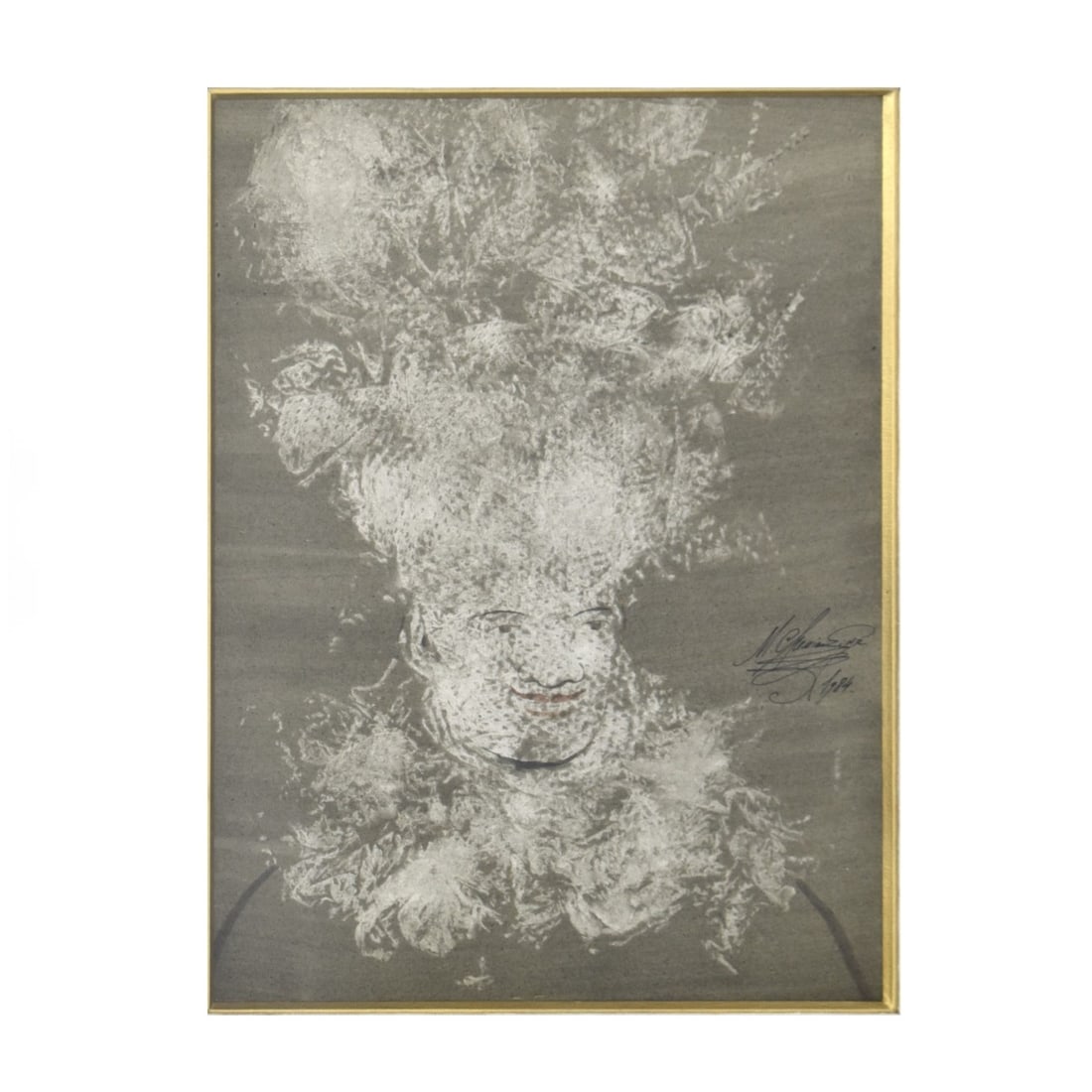 Mihail Chemiakin, Russian (b. 1943): Mihail Chemiakin, Russian (b. 1943) "Lady of the Court" Gouache on Paper, Framed under glass. Signed and dated 1984. Image measures: 12: H, 8-1/2" W. Frame measures: 20-3/4" H, 17-1/4" W. Kodner Galle