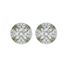 Diamond, Garnet and 18K Earrings