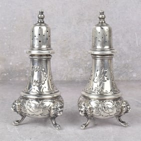 Sterling Silver Chased Salt and Pepper Shakers