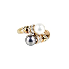 Pearl, Diamond and 14K Ring