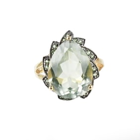 Quartz, Garnet and 14K Ring
