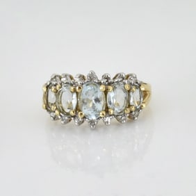 Aquamarine, Diamond and 14K Ring