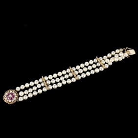 Pearl, Ruby and 14K Bracelet