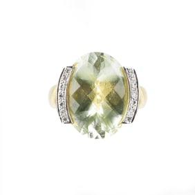 Quartz, Diamond and 14K Ring