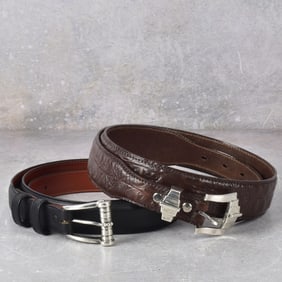 Leather Belts with Sterling Silver Buckles