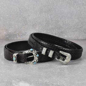 Leather Belts with Sterling Silver Buckles