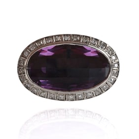 Amethyst, Diamond and 14K Brooch Brooch