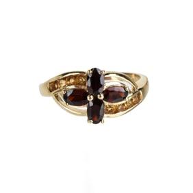 Garnet and 10K Ring