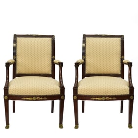 Mid 20th Century Empire Style Fauteuil Chairs