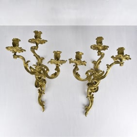 Pr. 19/20C French Gilt Bronze Sconces