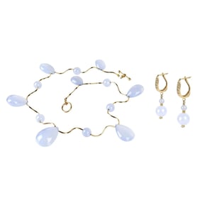 Agate and 14K Necklace and Earrings