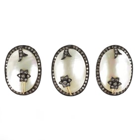Pearl, Diamond, 14K and Silver Pins