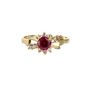 Ruby, Diamond and 10K Ring