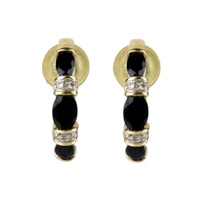 Onyx, Diamond and 14K Earrings
