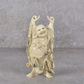 Vintage Carved Japanese Standing Happy Buddah