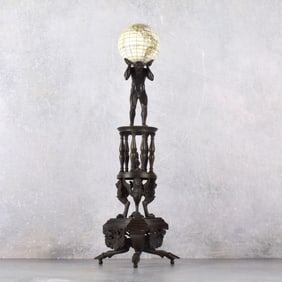 Antique Patinated Bronze Figure of Atlas
