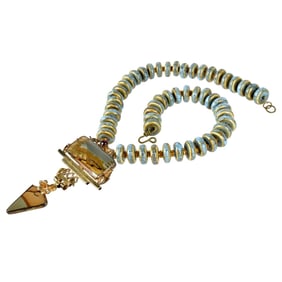 Agate, Ceramic and Vermeil Necklace