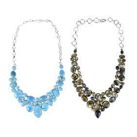 Labradorite and Turquoise Necklaces
