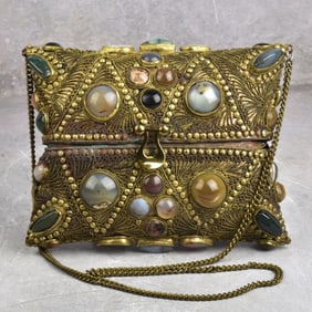 Vintage Copper Evening Purse with Stones