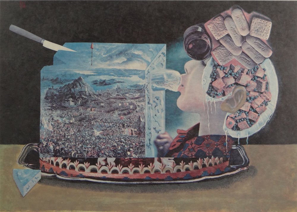 Salvador Dali Spanish (1904-1989) Limited Edition Color: Salvador Dali Spanish (1904-1989) Limited Edition Color Lithograph on Rives Paper from the "Les Diners de Gala" Suite. Original Etching Appears in the Lower Margin Entitled "La Cuillere aux Bequilles"