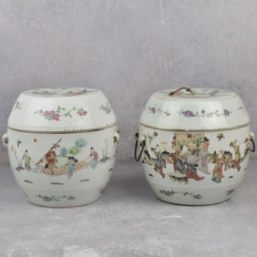 Antique Chinese Famille Rose Porcelain Food Pots