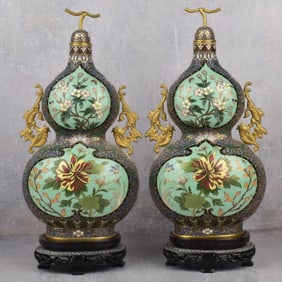 Chinese Double Gord Cloisonne Enamel Vases