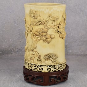 Antique Chinese Carved Brush Pot