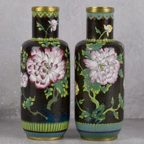 Pair of Chinese Cloisonne Vases