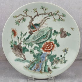 Antique Chinese Famille Verte Porcelain Charger