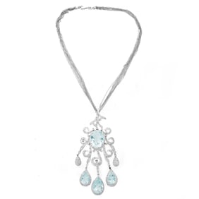 Aquamarine, Diamond and 18K Necklace