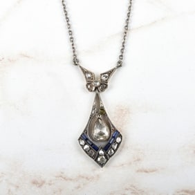 Diamond, Sapphire and Silver Necklace