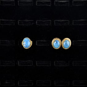 Turquoise and 18K Ring and Earrings