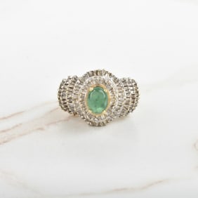 Emerald, Diamond and 14K Ring