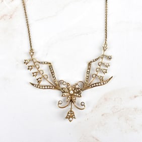 Antique Pearl and 14K Necklace