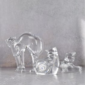 Baccarat Crystal Cat Figurines