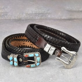 Leather Belts with Sterling Silver Buckles