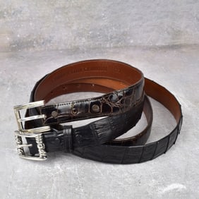 Leather Belts with Sterling Silver Buckles