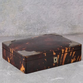 English Dresser Box with Sterling Silver Corners