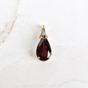 Garnet, Diamond and 14K Pendant