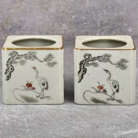 Chinese Porcelain Famille Rose Brush Pots