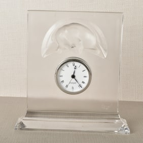 Lalique "Chat Horloge" Crystal Clock