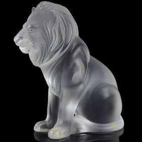 Lalique France Crystal "Bamara" Lion Figurine