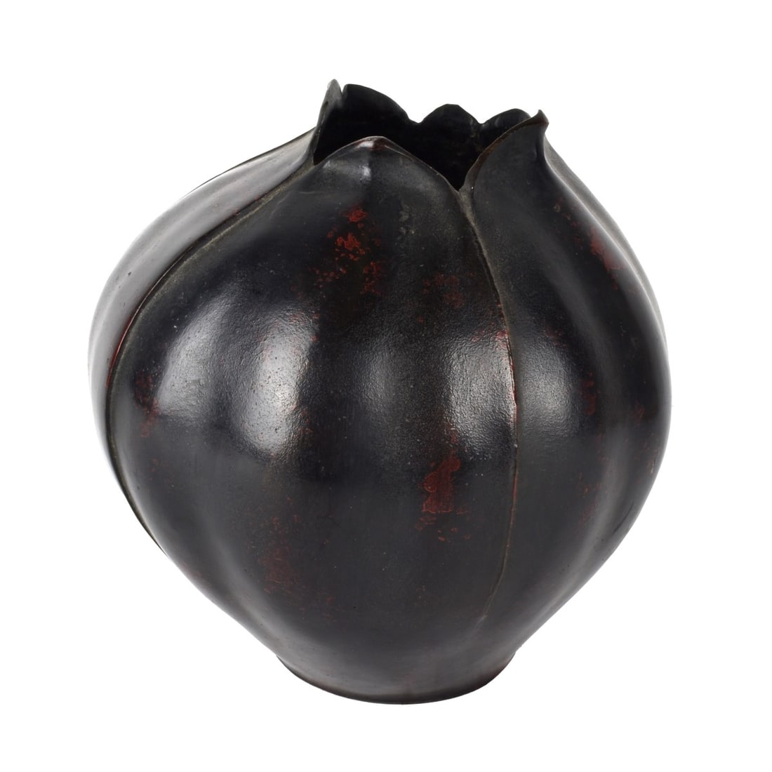 Antique Japanese Bronze Vase: Antique Japanese Bronze Lotus Bud Shape Vase. Unsigned. Measures 7-1/4" High, 7-1/4" Wide, 6-1/2" Deep. Kodner Galleries offers phone and absentee bidding at a low, flat 21% buyer’s premium without