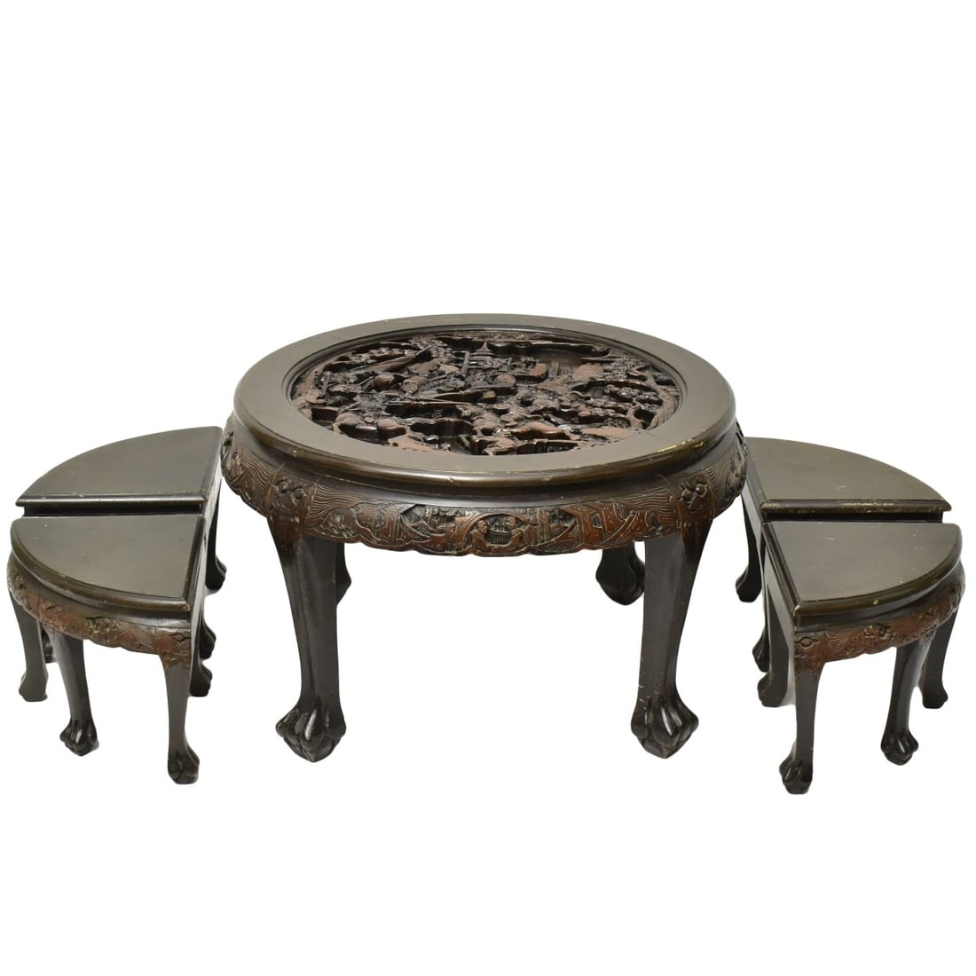 Antique Heavy Carved Japanese Tea Table (1 of 9)