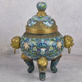 Chinese Cloisonne on Bronze Incense Burner