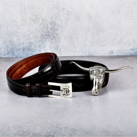 Leather Belts with Sterling Silver Buckles